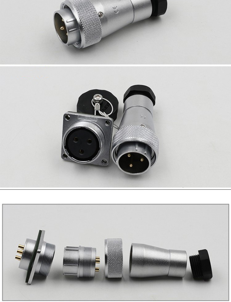 2pin Waterproof Aviation Male Plug and Square Female Socket TA/Z WF24 Straight Connector