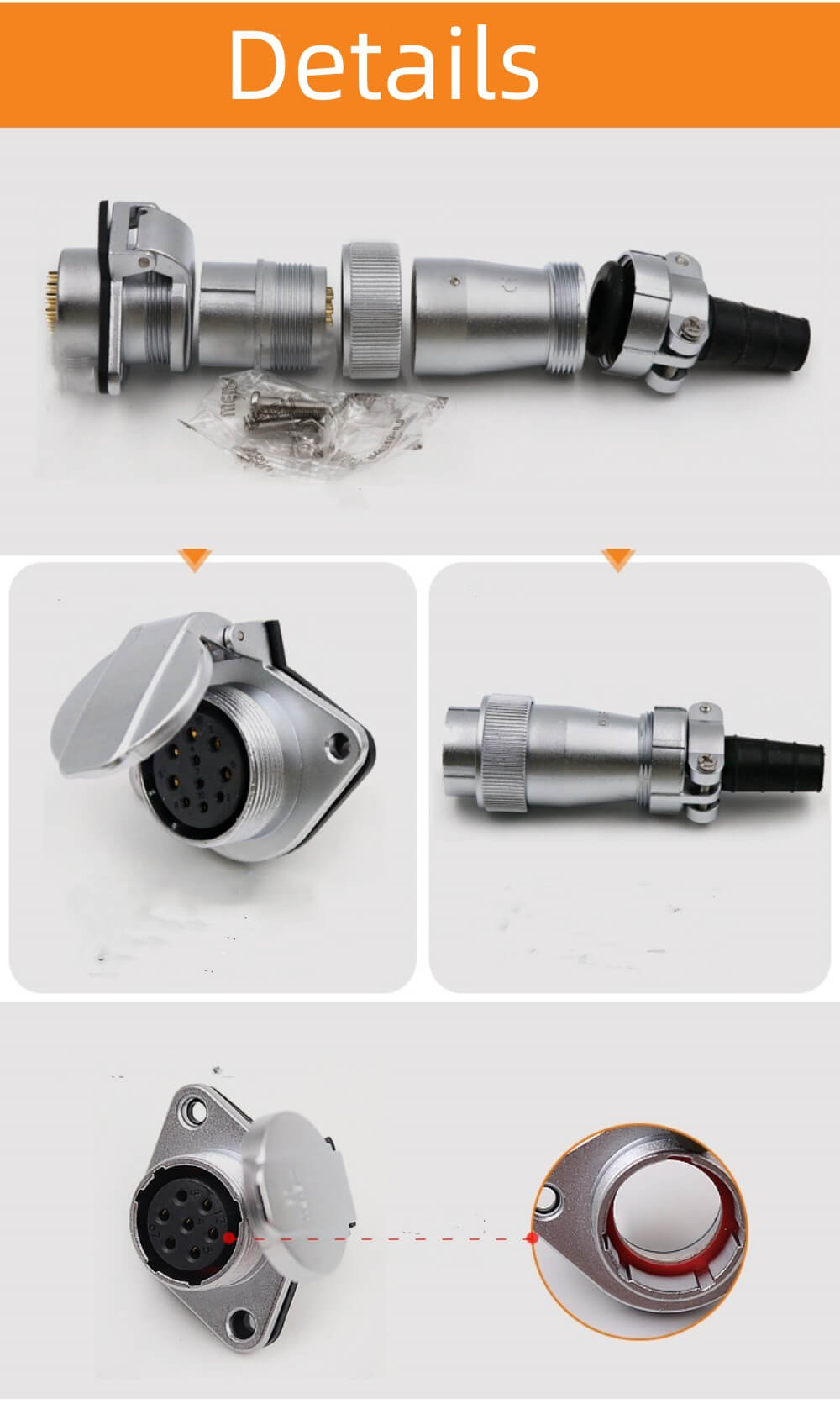 Male Plug and Female Receptacle Aviation Connector 4pin TI+ZG WF32 series Aviation Waterproof Connector