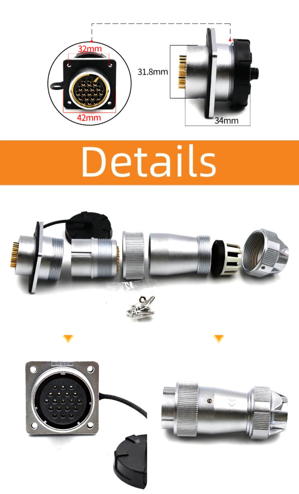 12pin TE+Z Straight Connector WF32 series Male Plug and Female Jack Connector Aviation plug Socket