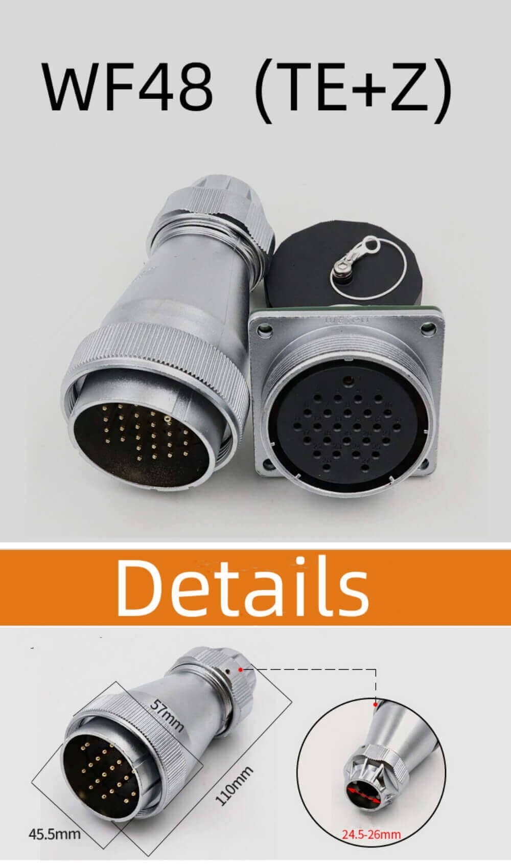 27pin TE+Z Straight Connector WF48 series Male Plug and Female Jack Connector Aviation plug Socket