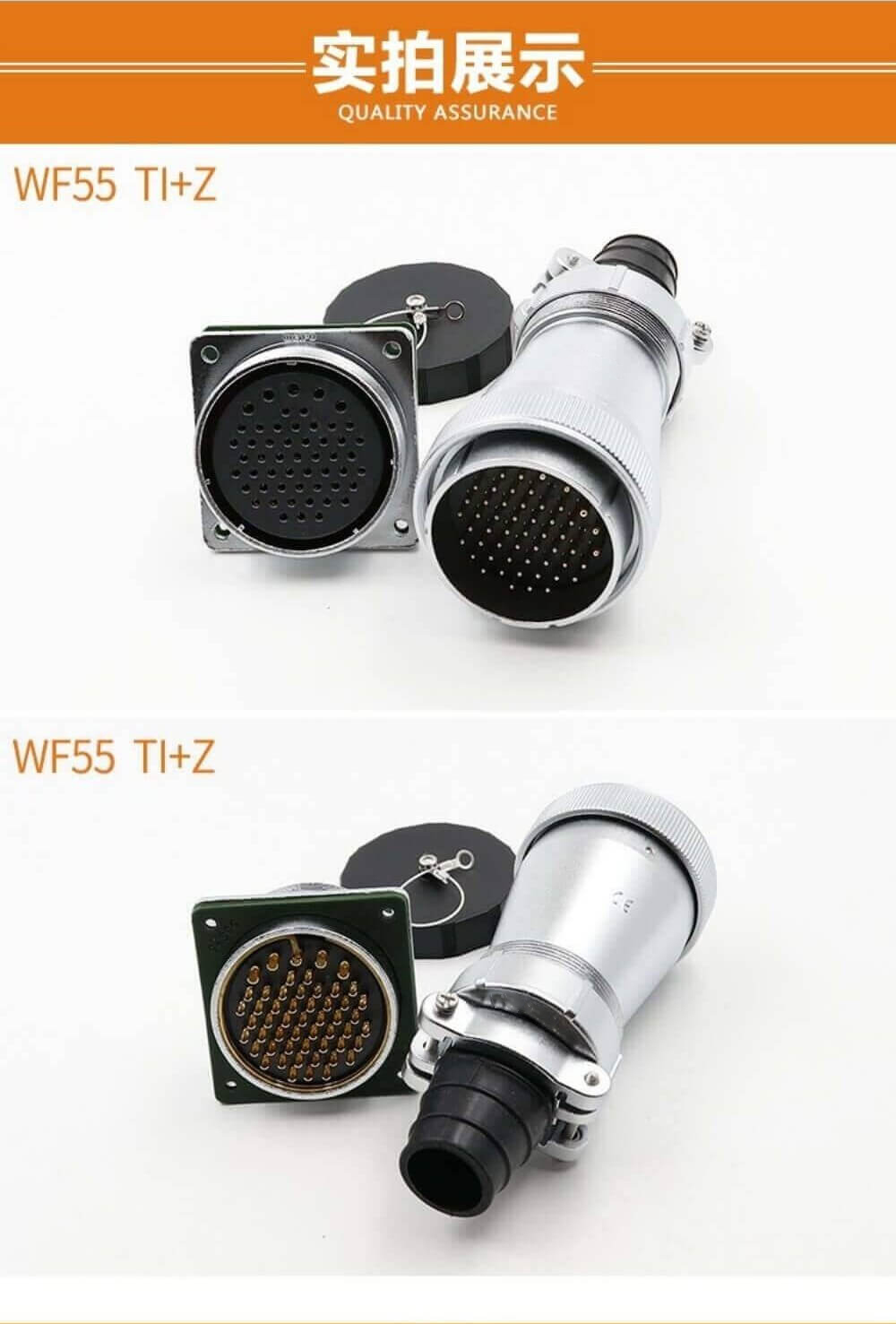 53pin Flange Socket and Straight Plug WF55 series TI+Z Male plug and Female Receptacle