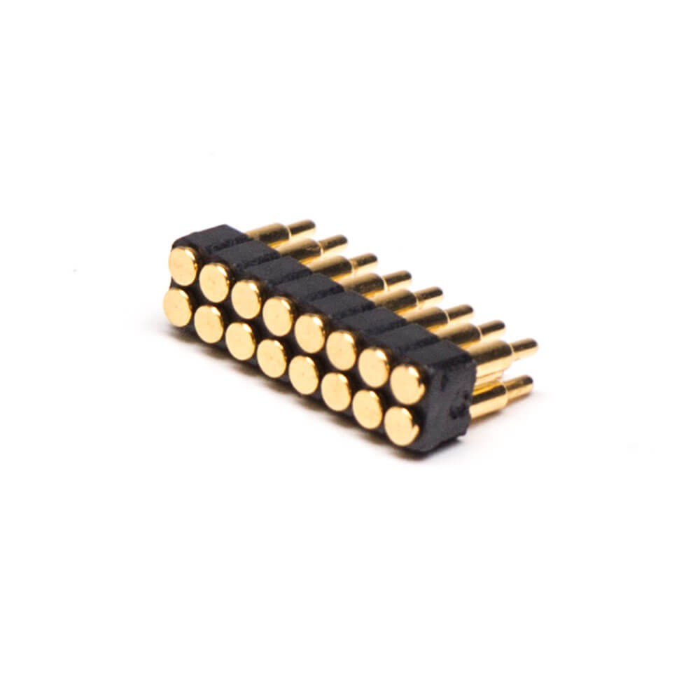 Double Row Pogo Pin Connector 16 Pin 2MM Pitch Gold Plating Side-mounted