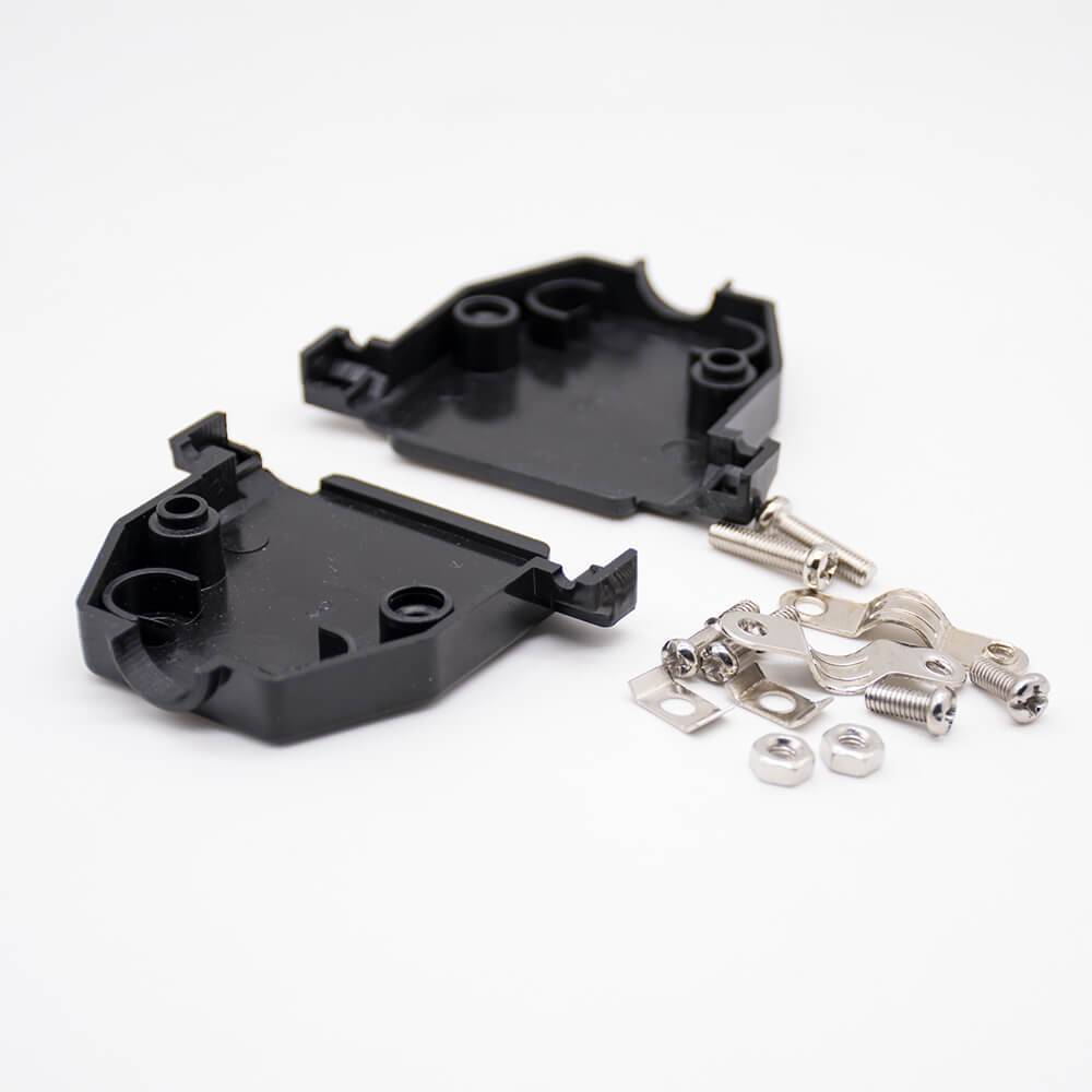 D Sub Metal Dust Hood Black Plastic Housing For D-sub 25Pin