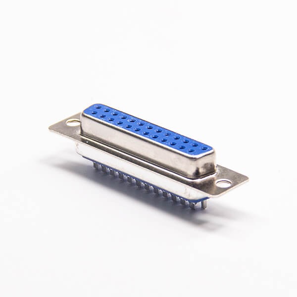 25 Pin D Sub Connector Receptacle 2 Rows Single 180°Machined Pin Silver Solder Cup Panel Mount Shell