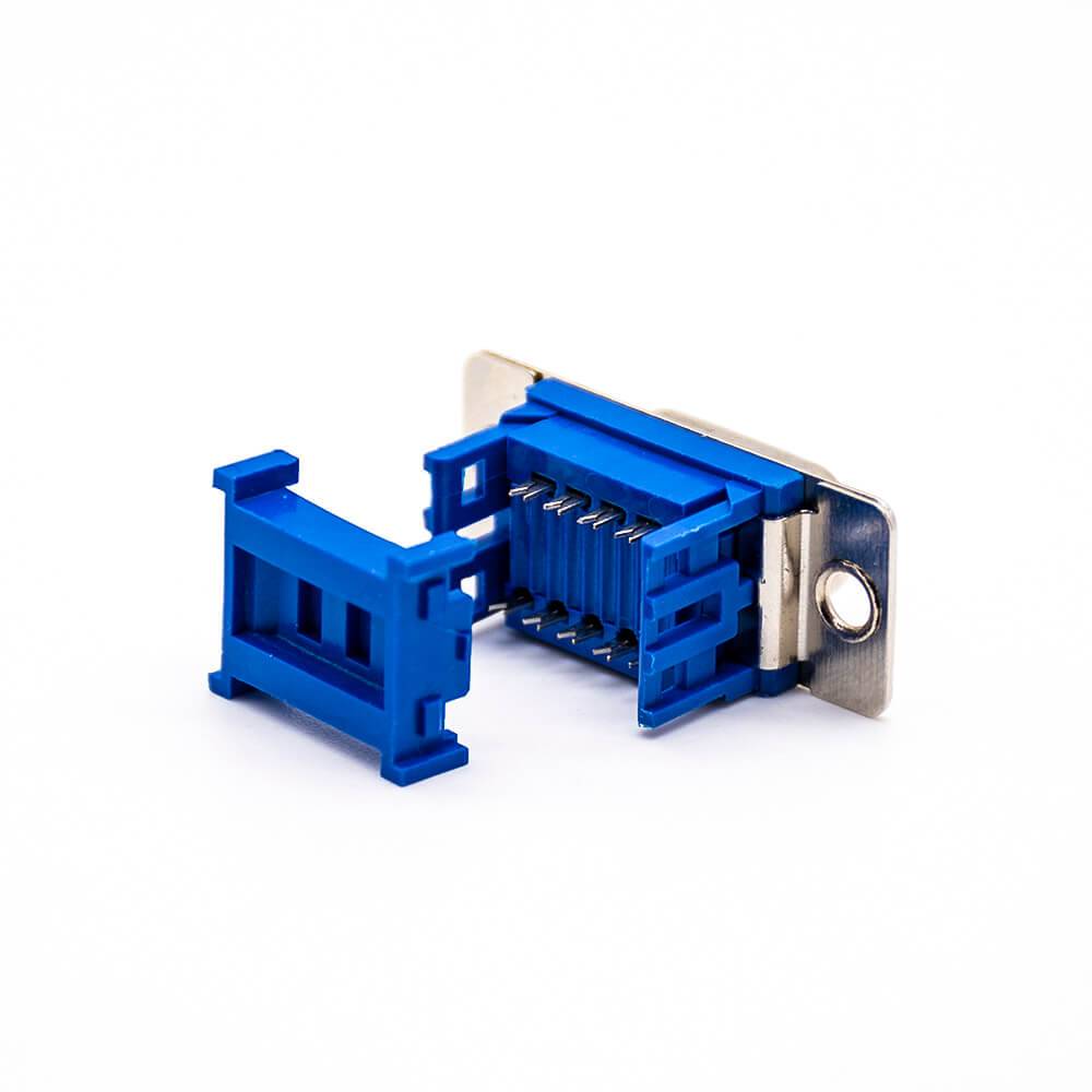 9 Pin DB Connector Female Straight Blue Through Hole For PCB Mount