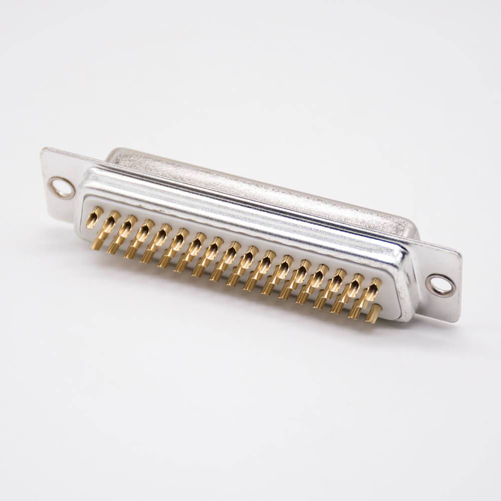 Coaxial D Sub Power Connector Standard Three Rows 50 Pin Stamped 180° Female Solder Cup