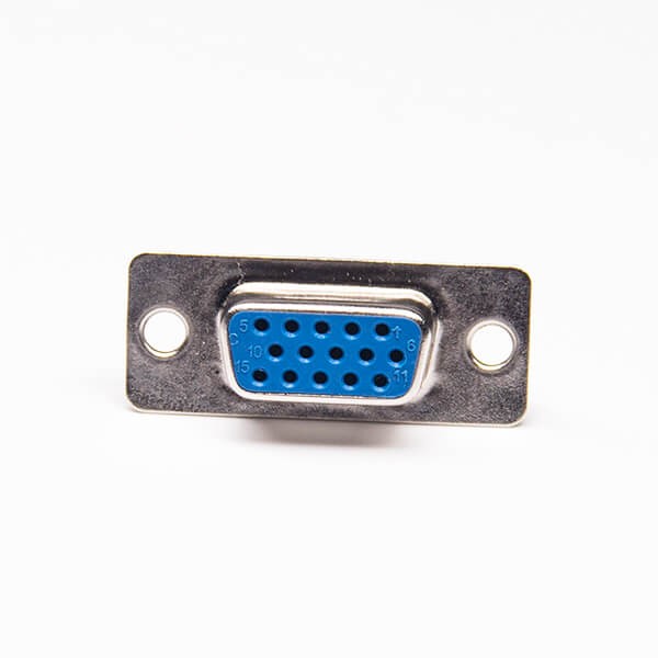 D-sub 15-pin Female 3 Row Connector HD15 Female Chassis Mount