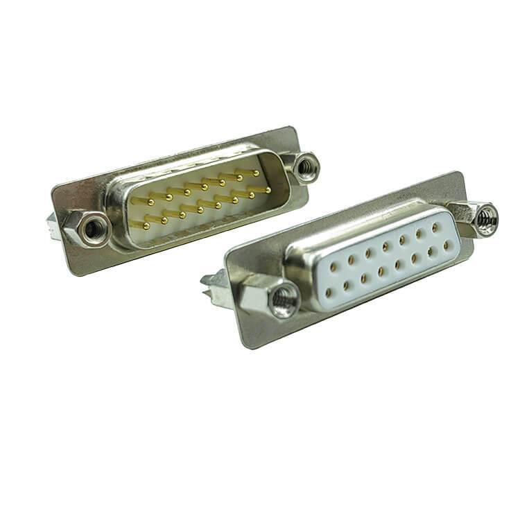 D SUB 15Pin Connector Straight Male Female Through Hole 15pin RS232 Serial Port 2 Rows Bur