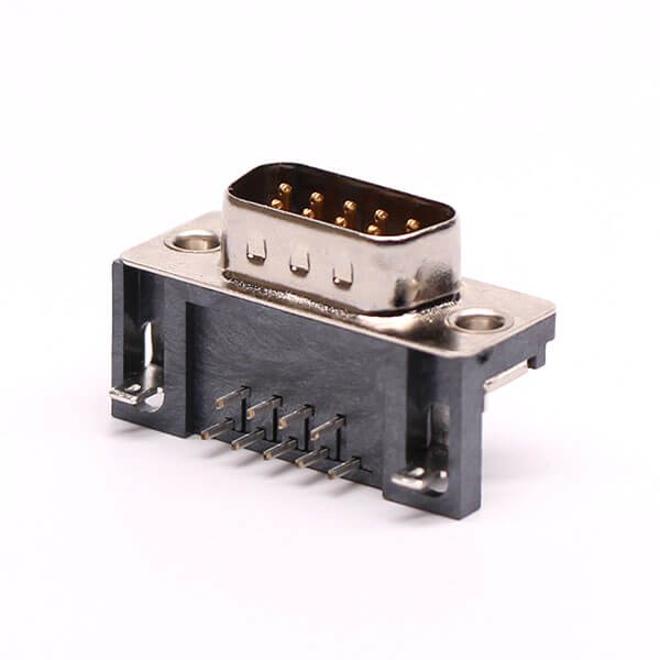 D Sub 9 Male Connector Right Angle Through Hole for PCB Mount