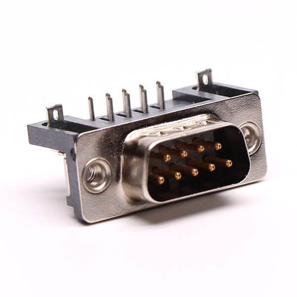 D Sub 9 Male Connector Right Angle Through Hole for PCB Mount