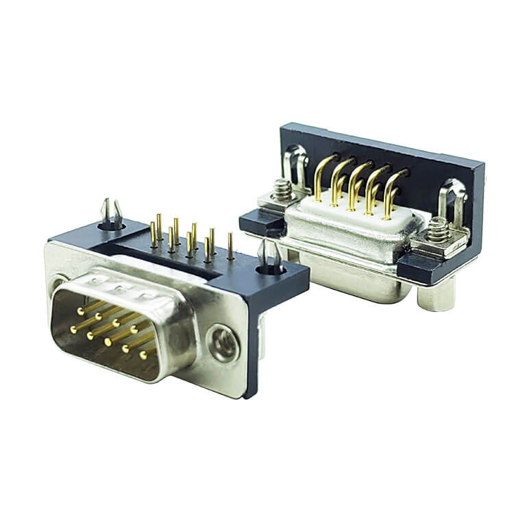 D SUB 9Pin Connector Right Angled Male Through Hole 9pin RS232 Serial Port 2 Rows Bur