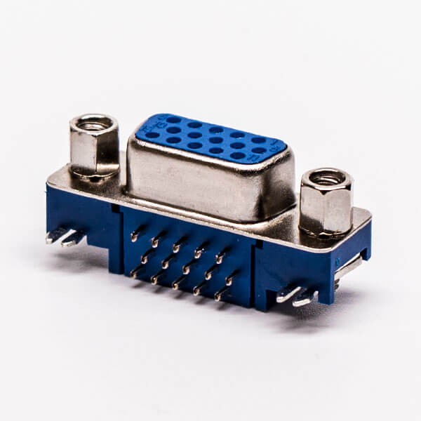 DB 15 90° Degree High Density Female Blue Though Hole for PCB Mount