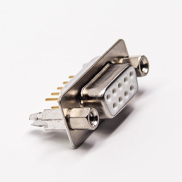Machined D SUB 9 Pin Female 180 Degree Staking Type White Through Hole