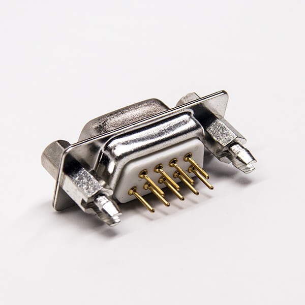 Machined D SUB 9 Pin Female 180 Degree Staking Type White Through Hole