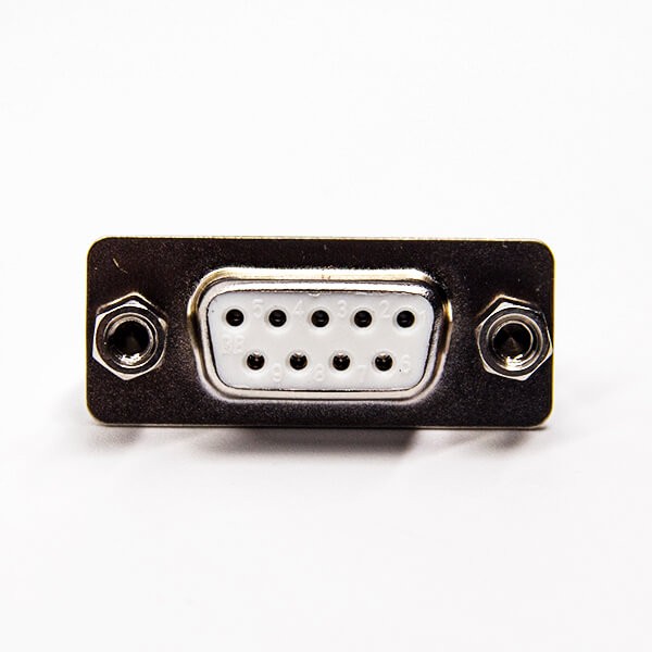 Machined D SUB 9 Pin Female 180 Degree Staking Type White Through Hole