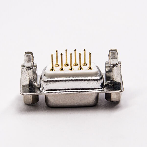 Machined D SUB 9 Pin Female 180 Degree Staking Type White Through Hole
