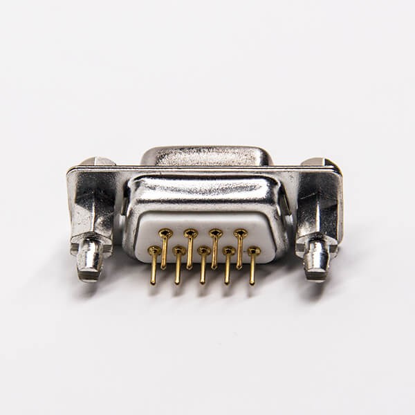 Machined D SUB 9 Pin Female 180 Degree Staking Type White Through Hole