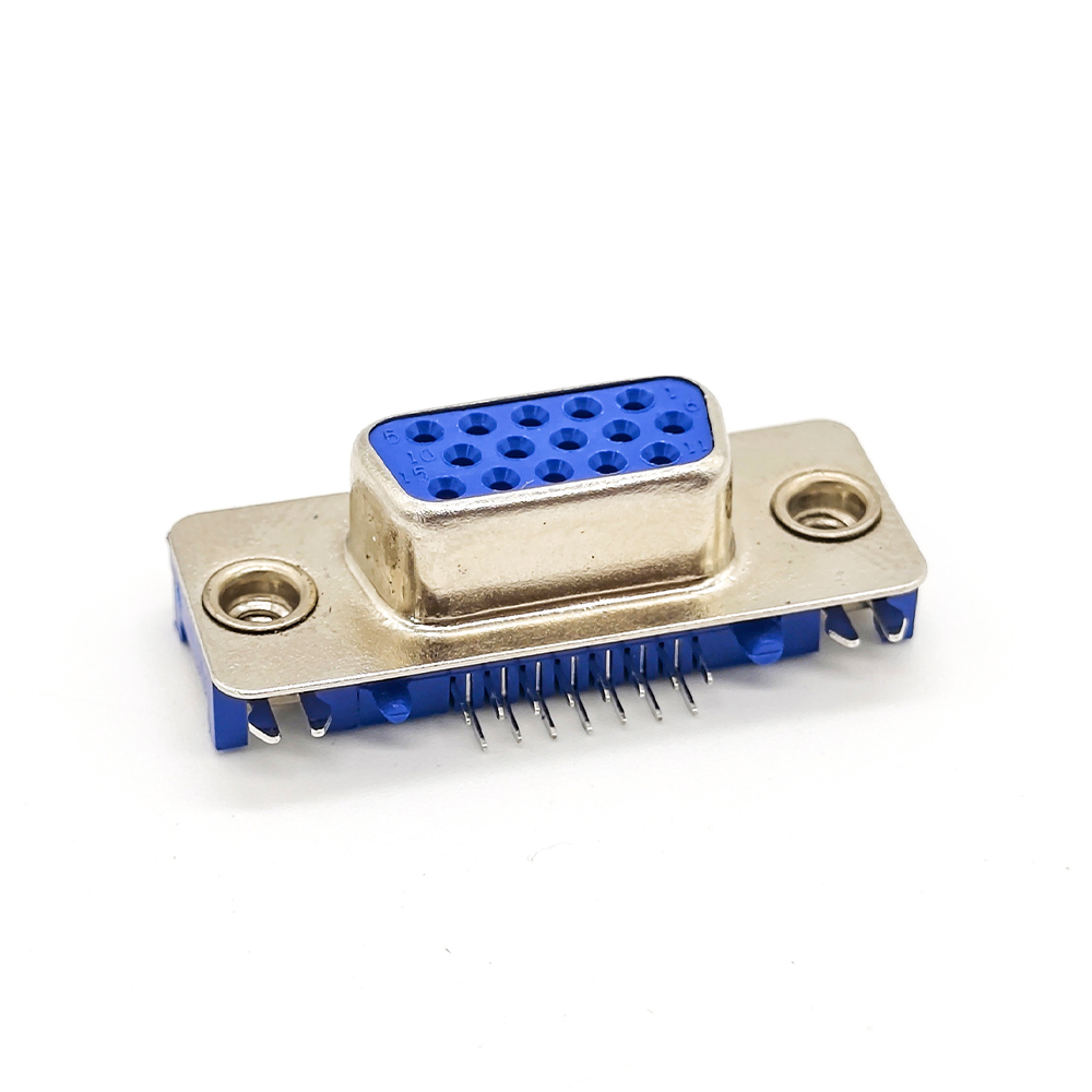 Slim d sub 15f D-SUB VGA 15 Pin Female Right Angle Though Hole Connector