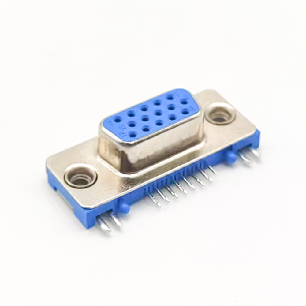 Slim d sub 15f D-SUB VGA 15 Pin Female Right Angle Though Hole Connector