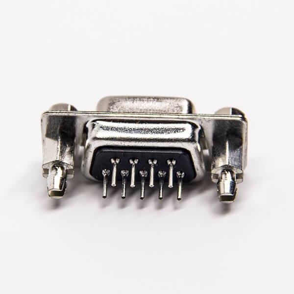 Standard D SUB 9 Pin Female Straight 180 Degree Staking Type Black Through Hole