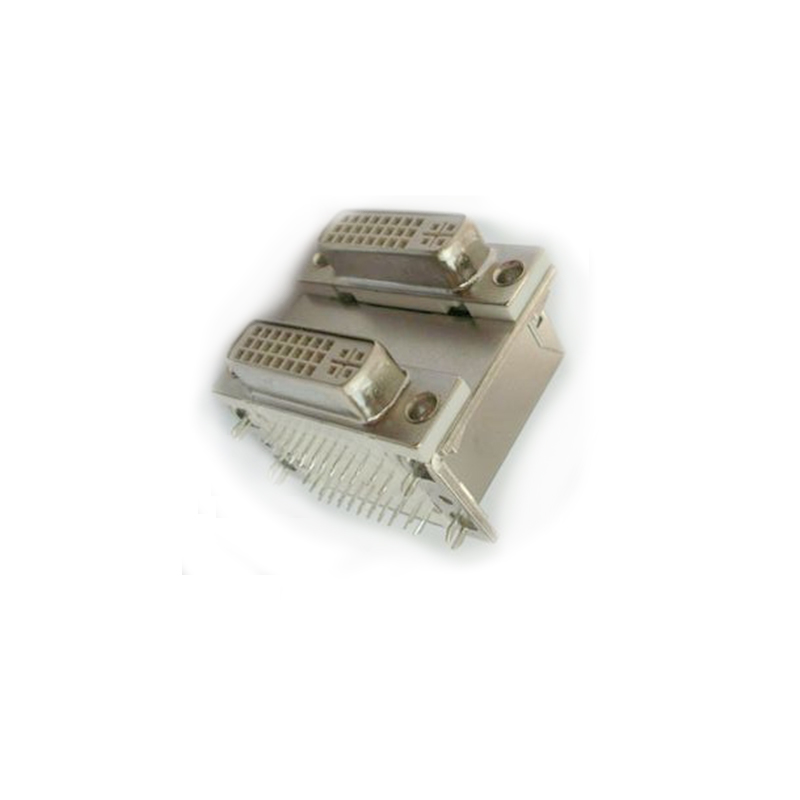 Dual DVI 24+5 Female Right Angle PCB Mount Shielded with Shell Full Covered 29S Connector