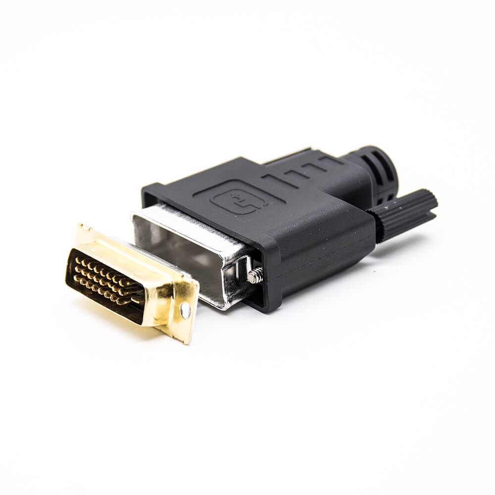 DVI Connector Male 24+1 Straight Solder Cable Plastic Shell With Shielded Metal Shell