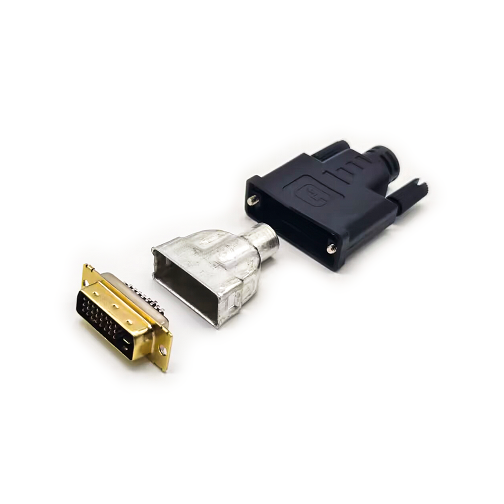 DVI Connector Male 24+1 Straight Solder Cable Plastic Shell With Shielded Metal Shell