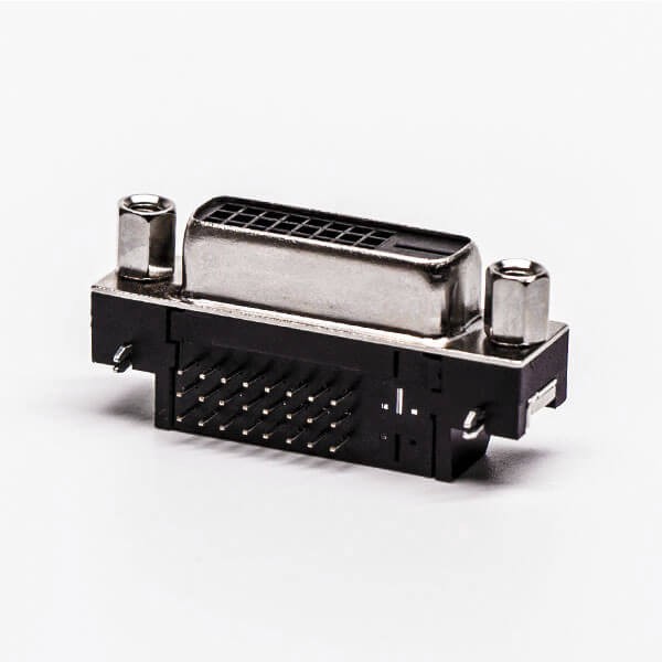 DVI Female Right Angled Connector Black for PCB Mount