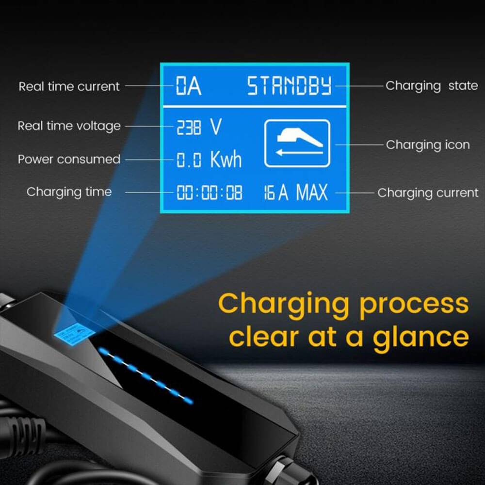 62196 Type 2 Plug EVSE Cable Protable EV Charger Home Charger with UK Plug 5m Length