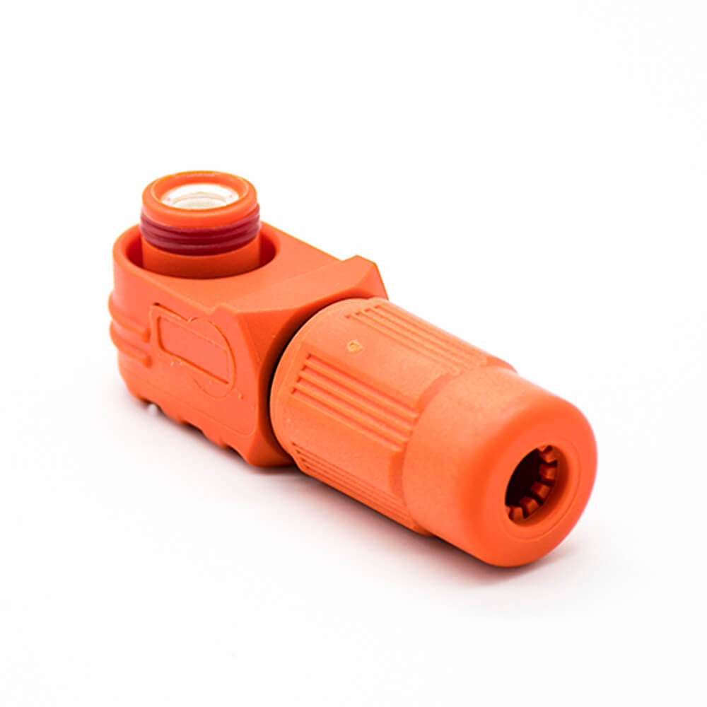 1 Pin Waterproof Connector Female 120A 6mm IP67 Plastic Orange Right Angle Plug Cable