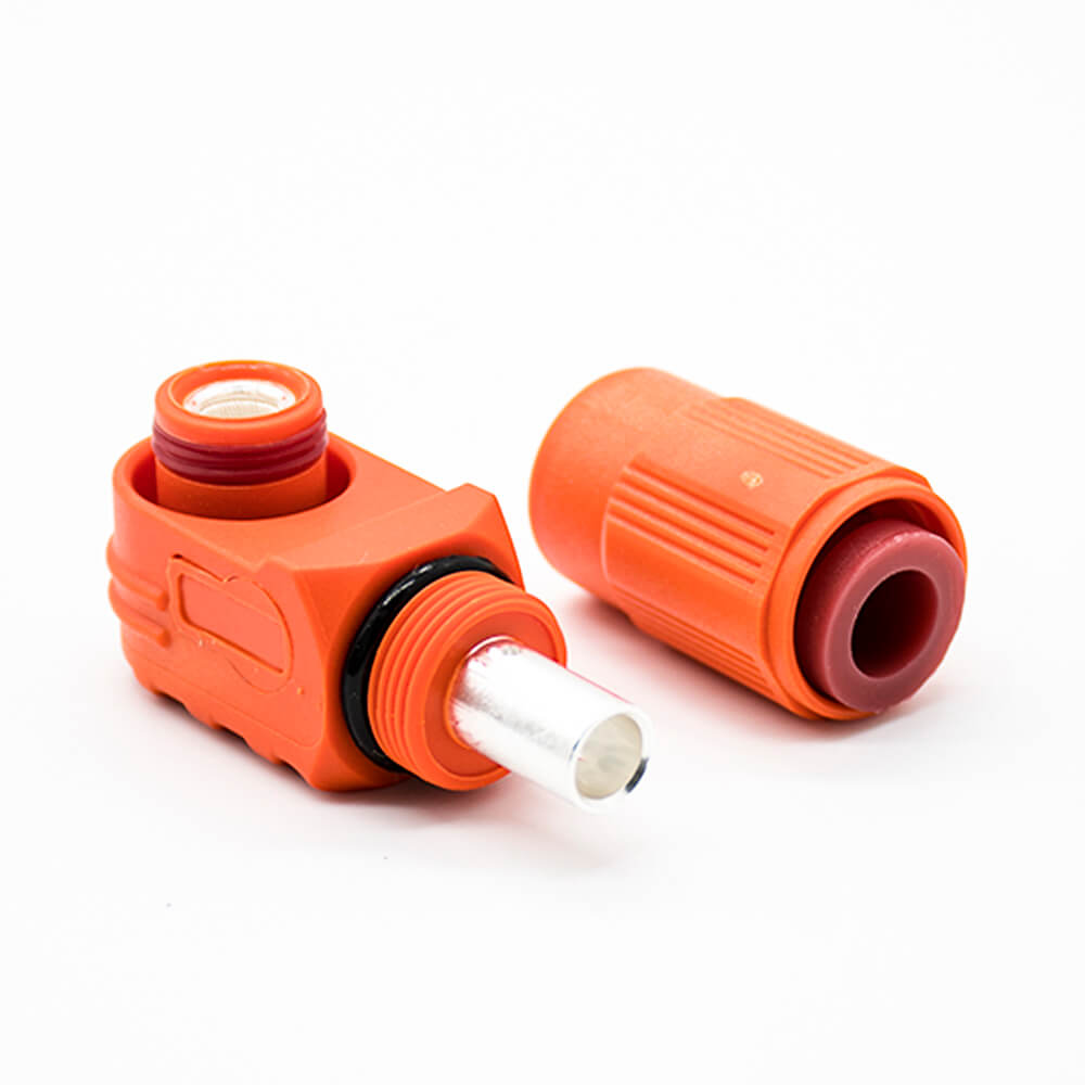 1 Pin Waterproof Connector Female 120A 6mm IP67 Plastic Orange Right Angle Plug Cable