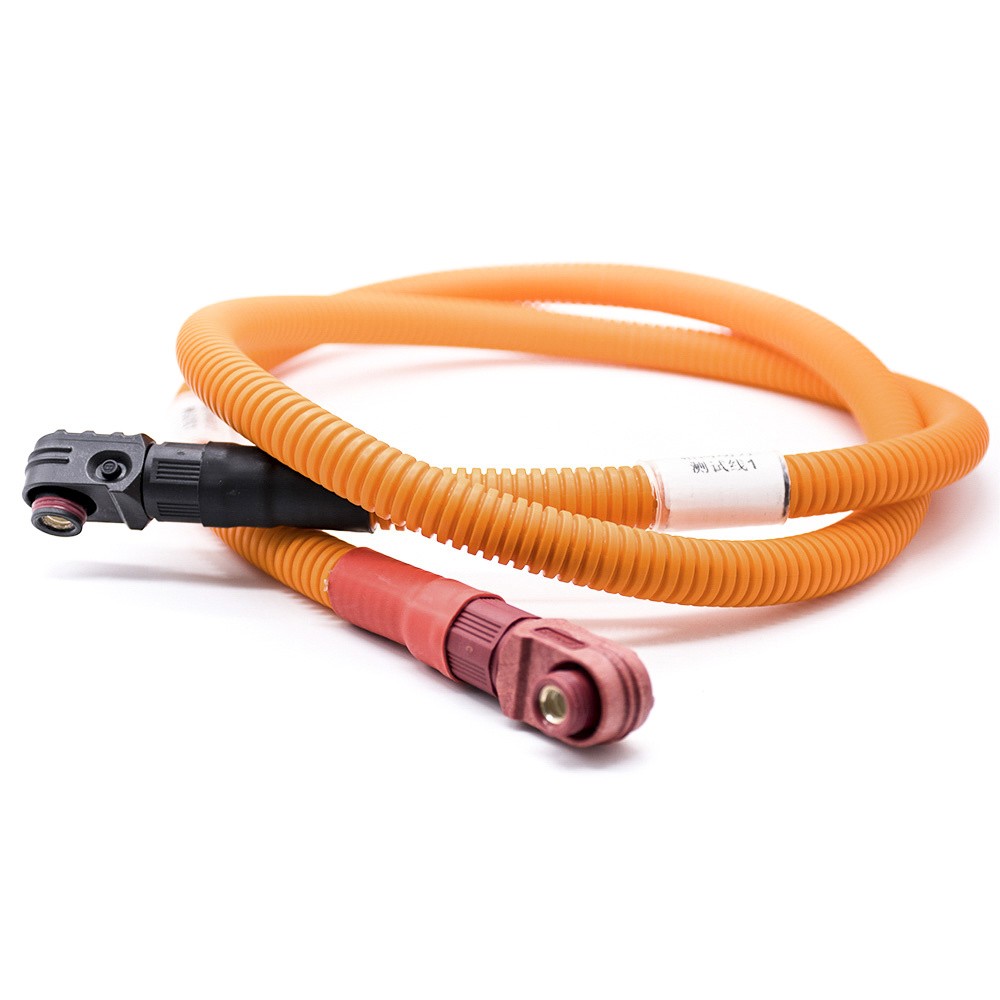 200A High Current Energy Storage Connector Cable 1 Pin 90° Plug To Plug Red To Black 8mm Plastic IP67 50mm2