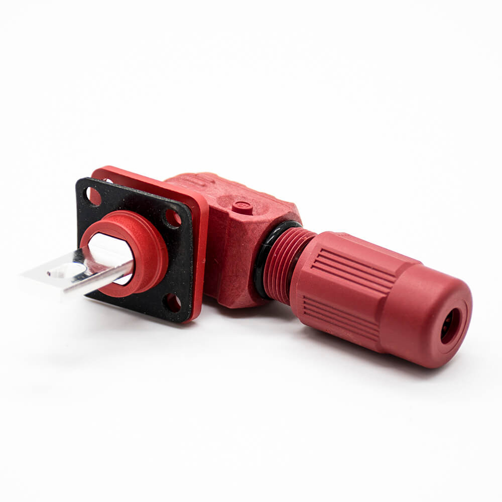 HV Connectors 1 Pin 12MM Female To Male Right Plug Butt-Joint Socket Red 350A Plastic