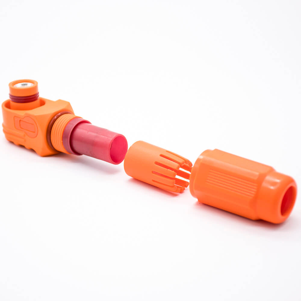 Surlok Plus Orange Right Angle Female Plug 1 Pin 12MM Plastic 350A IP67 HV Connector