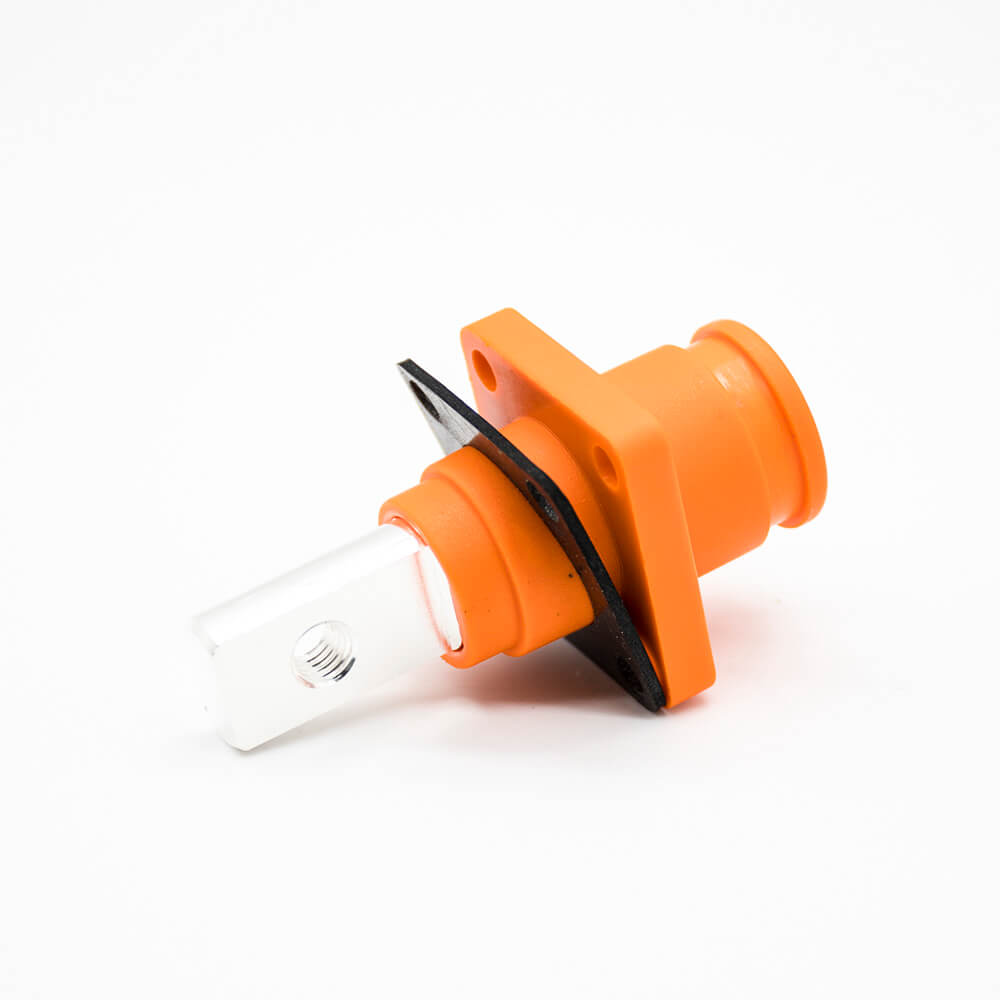 Surlok Power Connectors 8mm Right Angle Plug Socket Orange IP65 120A Busbar Lug One Pair