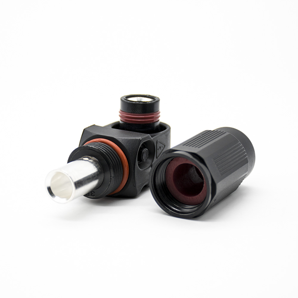 Waterproof High Current Battery Connectors 400A Right Angle Socket 14mm 1 Pin IP67 Cable Plastic Black