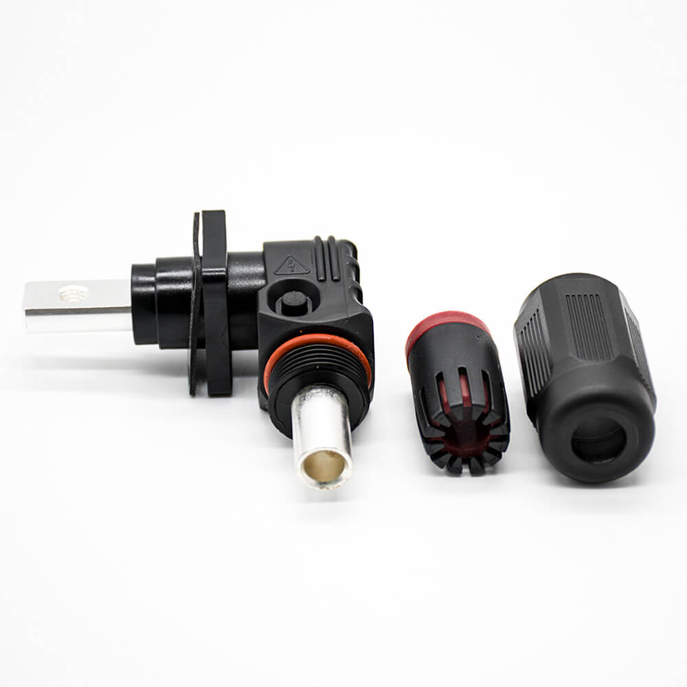 Connector For High Current Plug and Socket 8mm Black 150A Busbar Lug Right Angle IP65