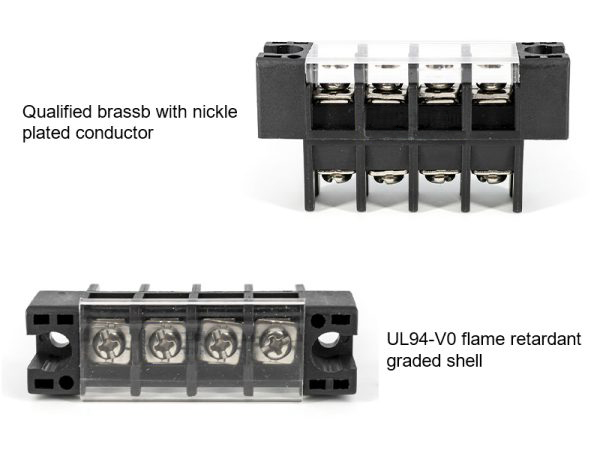 Panel Feed Through Terminal Block 5 Pin 30A 600V UL94-V0