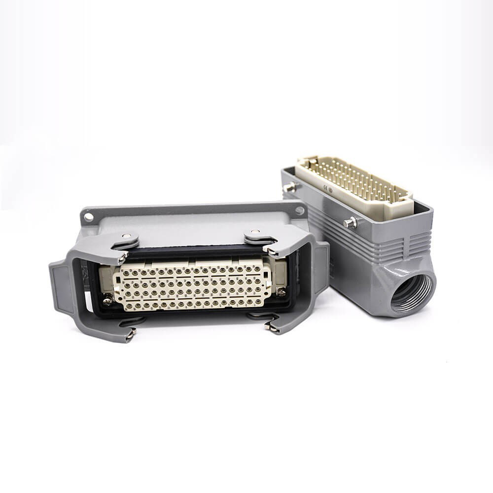 Rectangular waterproof connector heavy-duty 64-core H24B shell male and female butt PG21 surface mount