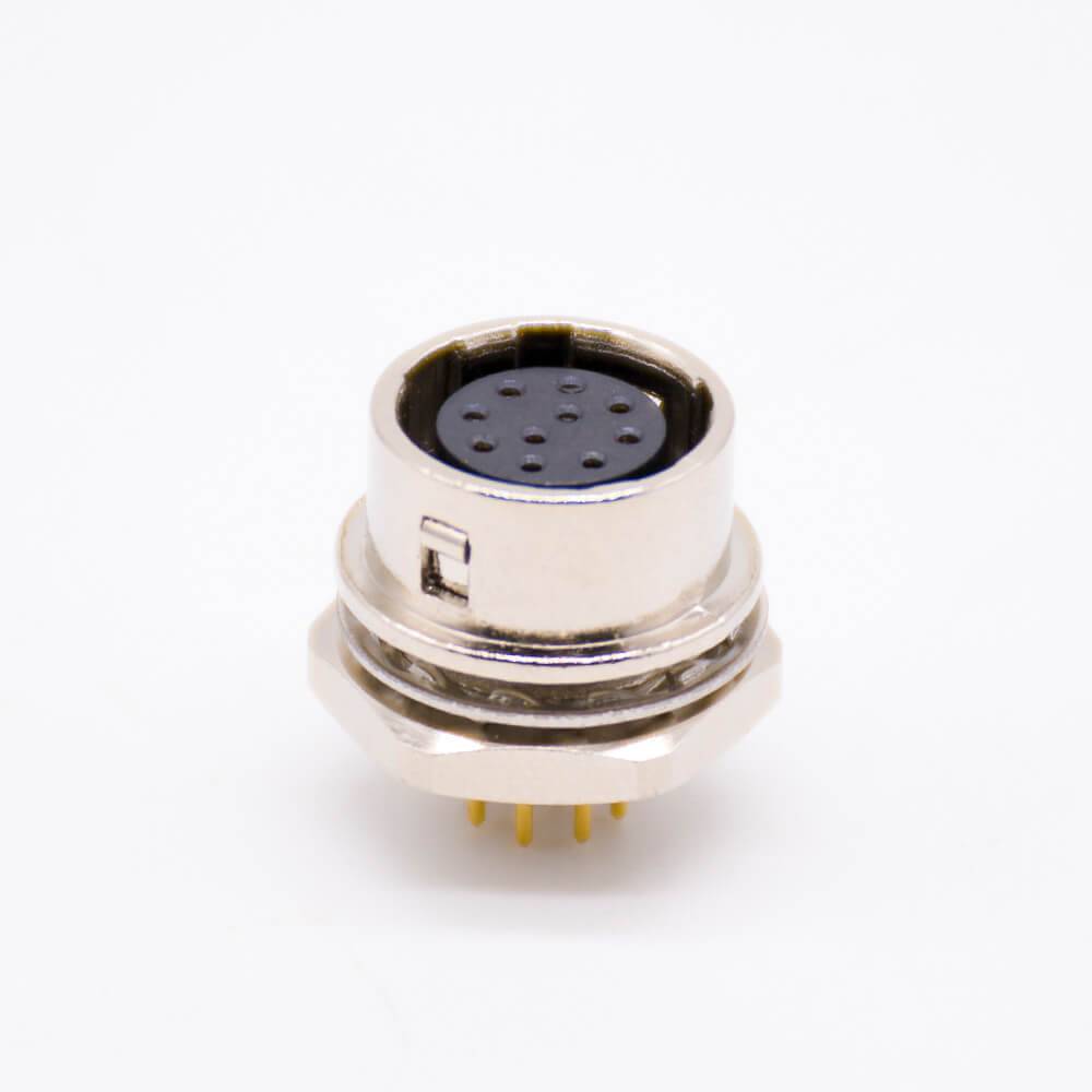 Elecbee Connector HR10 Female Receptacle 10 Pin Straight PCB Through Hole Back Mount Circular Push-Pull Connector