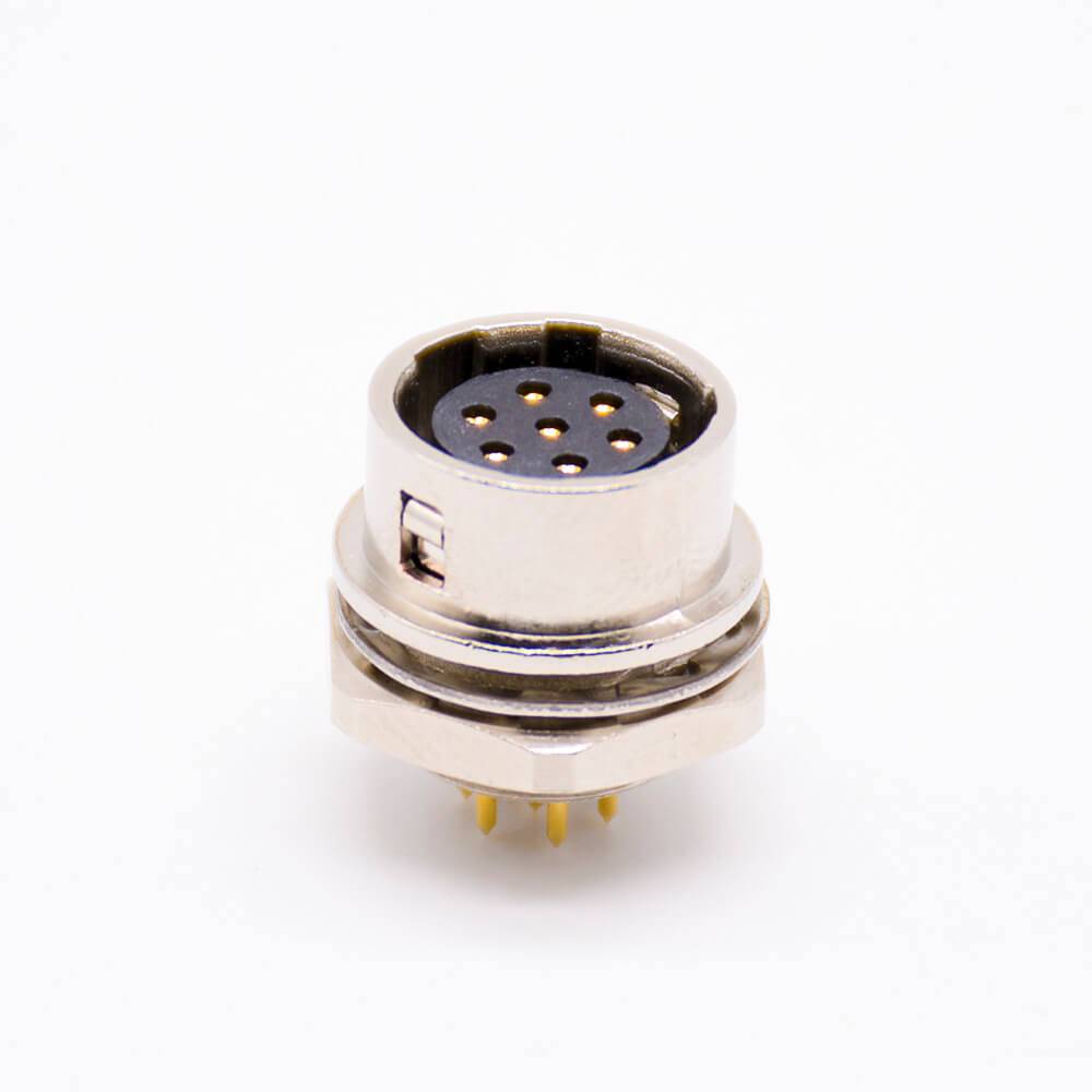 Elecbee HR10 Circular Connector Female Receptacle 7 Pin Straight PCB Through Hole Back Mount Circular Push-Pull Connector