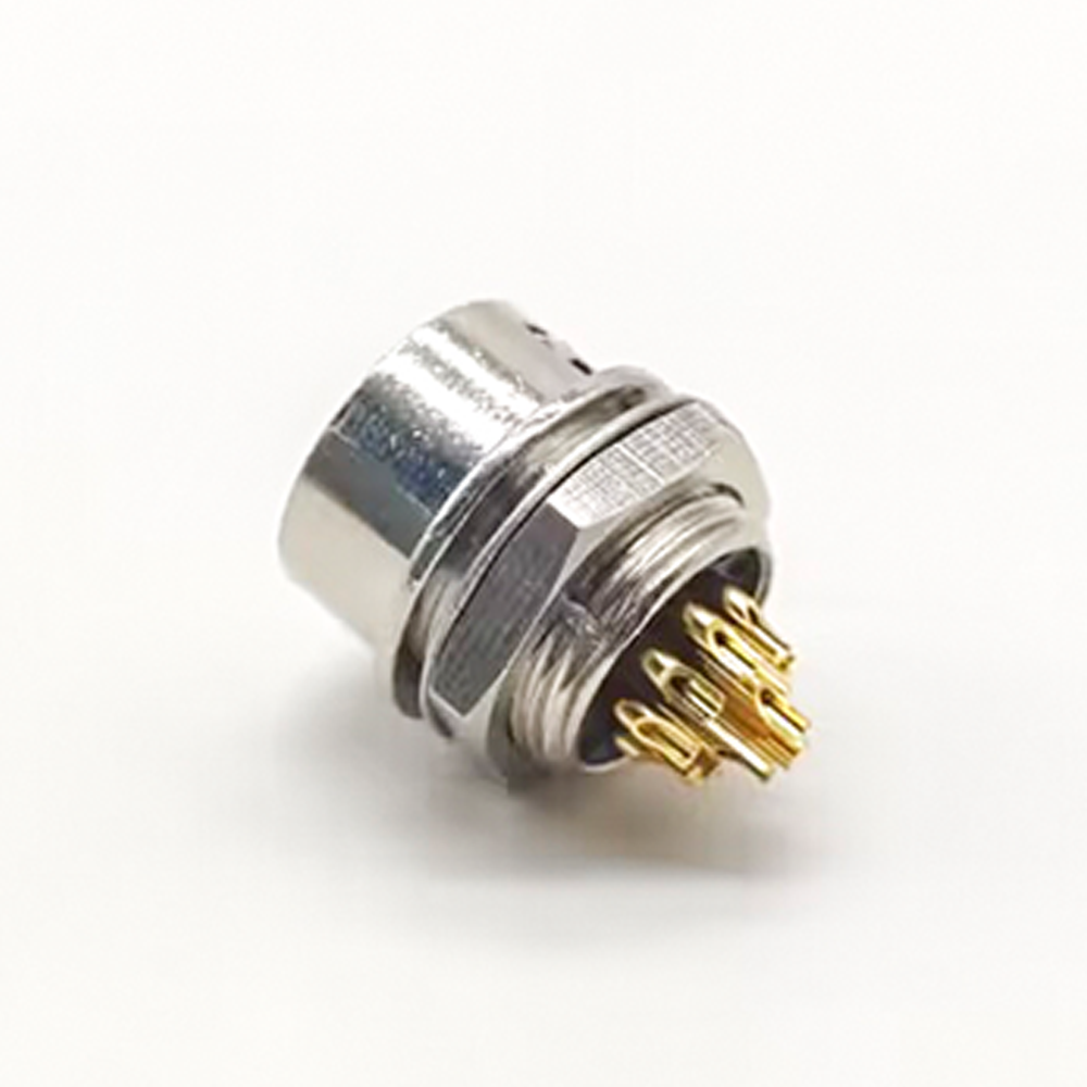 Elecbee HR10 Connectors Female Receptacle 12 Pin Straight Solder Cup Back Mount Circular Push-Pull Connector