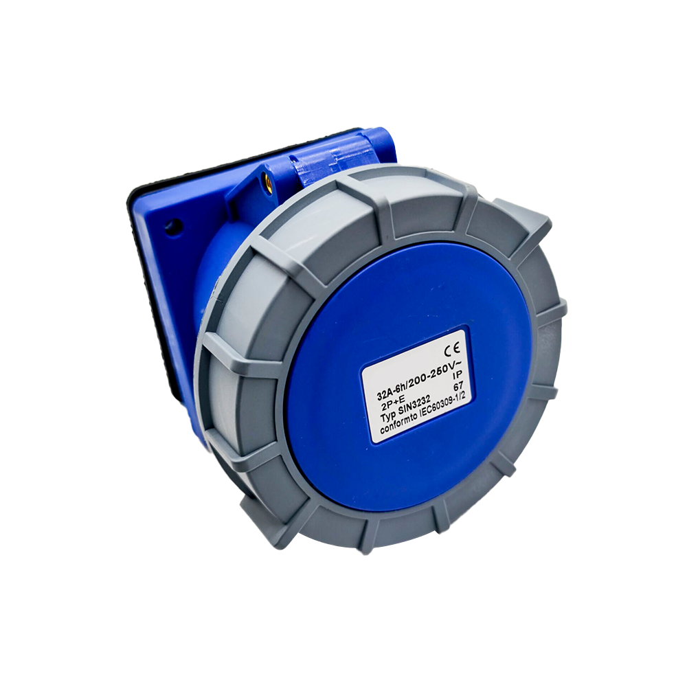 Waterproof Industrial Connector Socket 3Pin 32A 250V 2P+E IP67