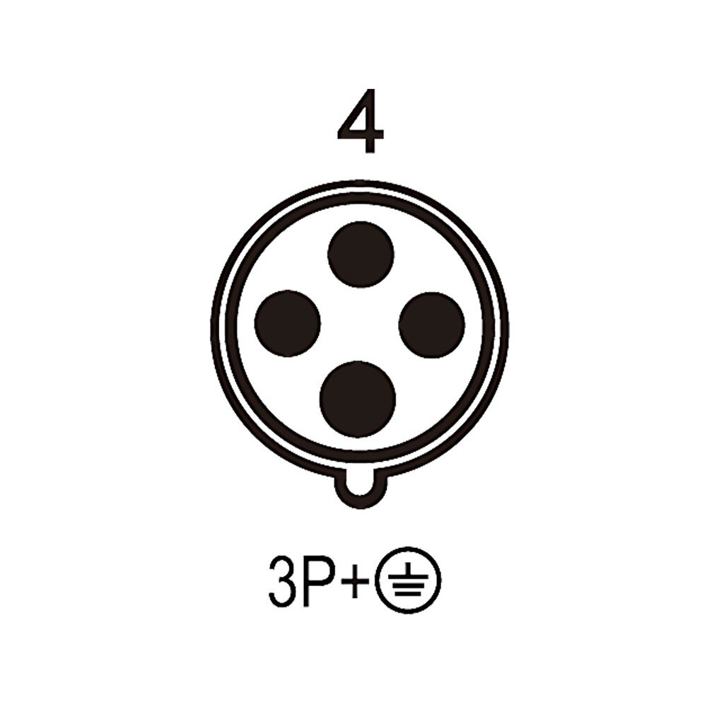 Waterproof Industrial Connector Socket 4Pin 63A 400V 3P+E IP44