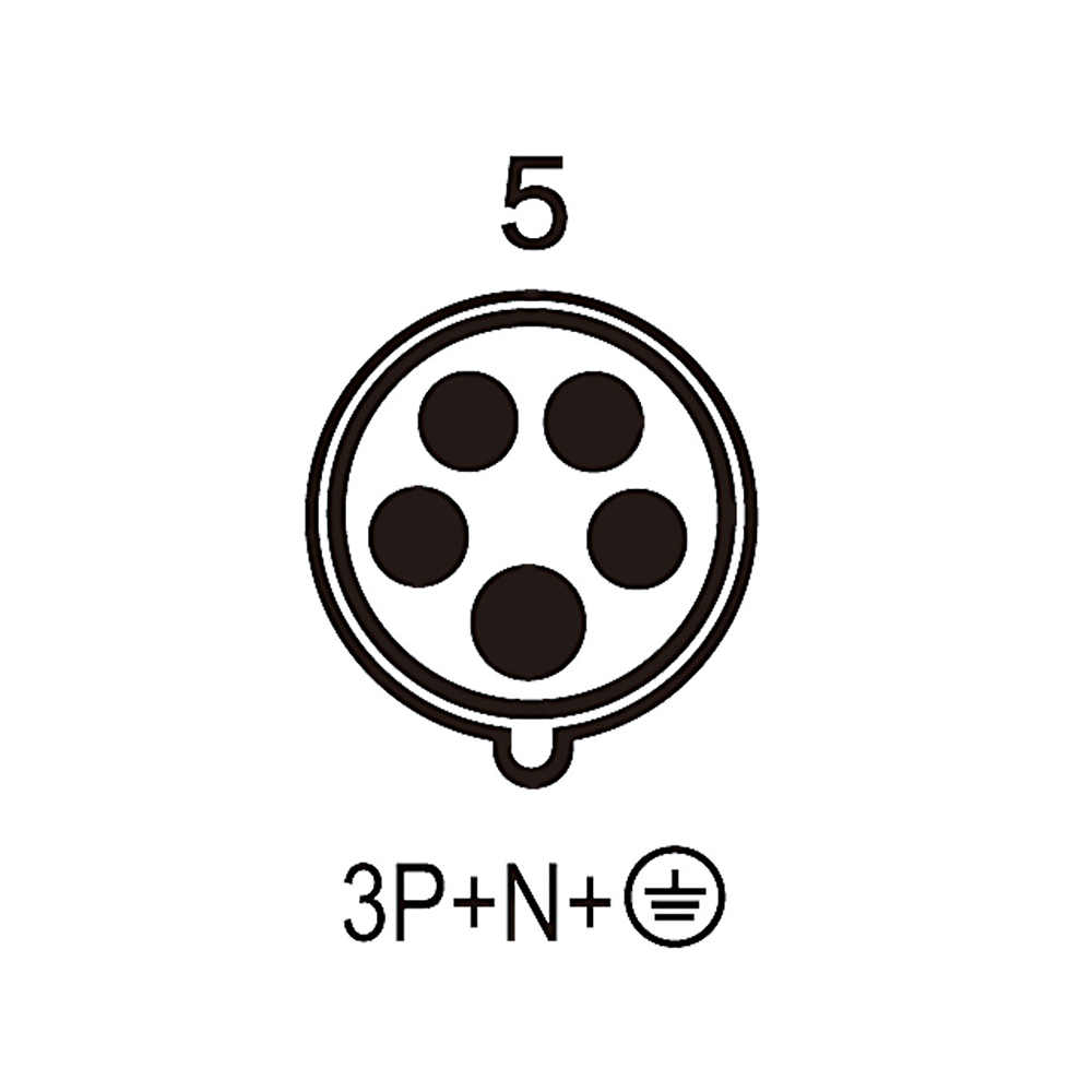 Waterproof Industrial Connector Socket 5Pin 16A 400V 3P+E+N IP67