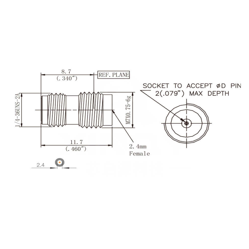 2.4Mm Female 2.4Mm-KYD Dc To 50Ghz RF Coax Connector