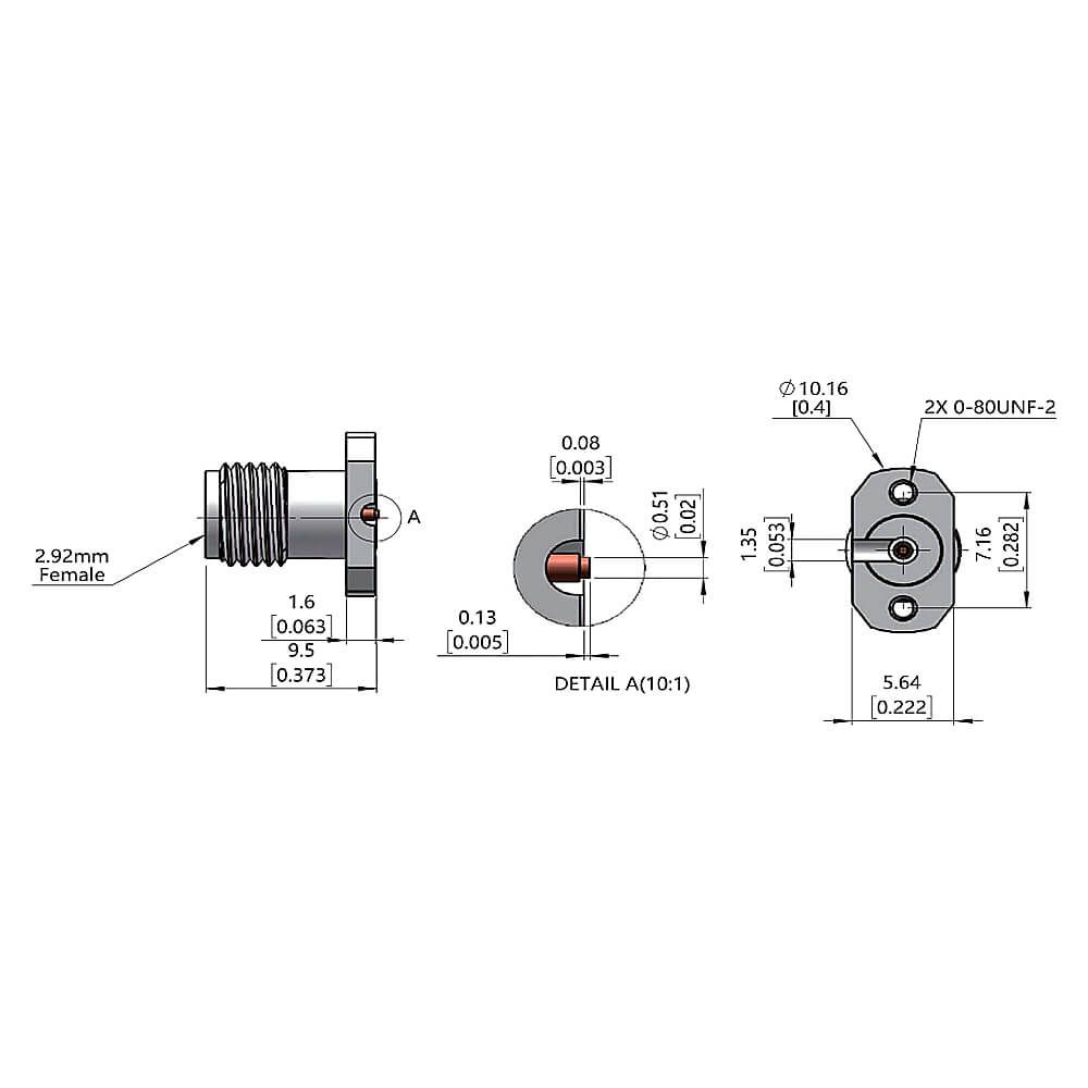 2.92Mm-KFD Female Dc To 40Ghz 2-Hole Flange Rf Coax Connector