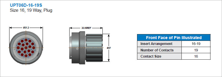 UPT06D-16-19S Military Spec Connectors 19pin Automotive Connector