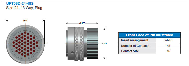 UPT07D-24-48P Military Spec Connectors 48 pin plug