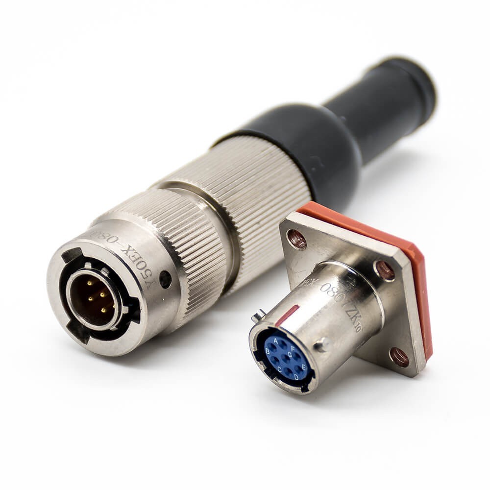 7 Pin Electrical Connectors Straight Bayonet Coupling 08 Shell Size Solder Y50EX Male Butt-Joint Female